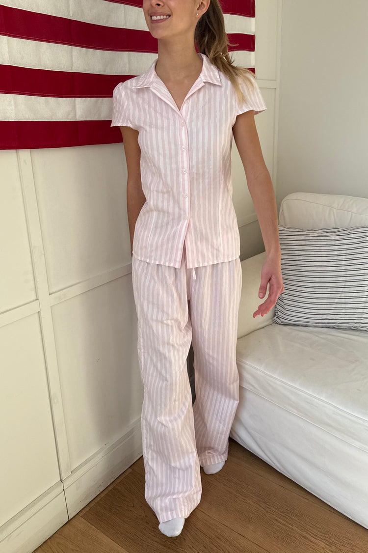 Noelia Striped Pants | Pink White And Silver Stripes / S/M