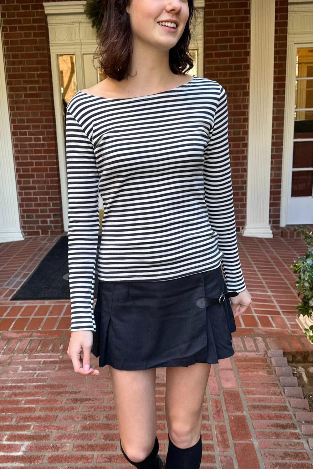 N.HOOLYWOOD stripe boatneck navyblack 38 Top - | ⁄ KAPITAL UNDONE