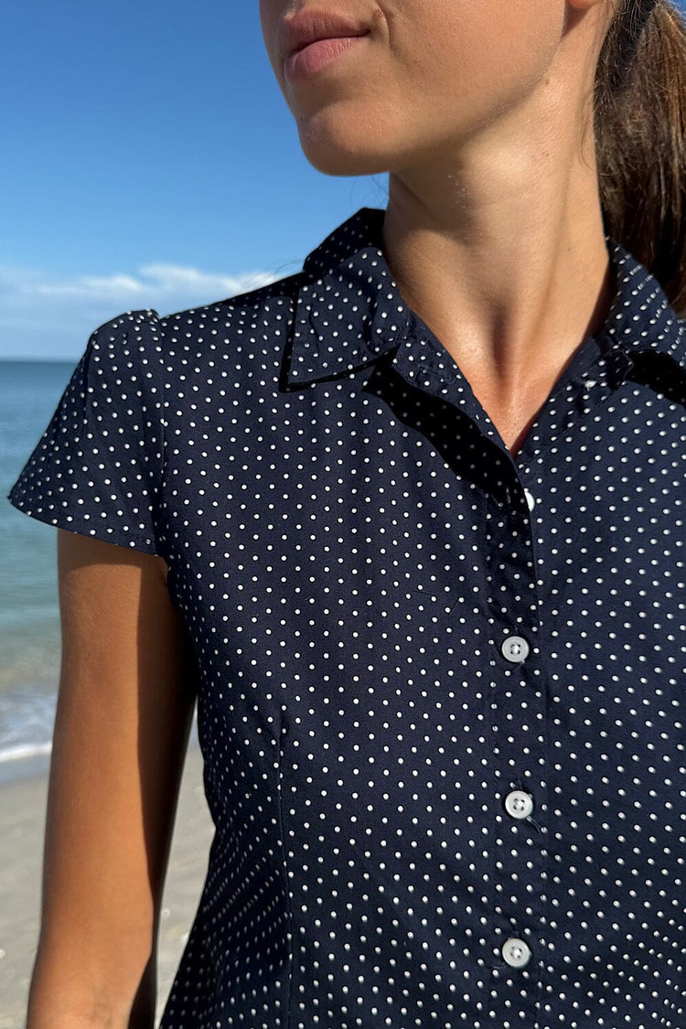 Rue Polka Dots Top | Navy With White Polka Dots / XS/S