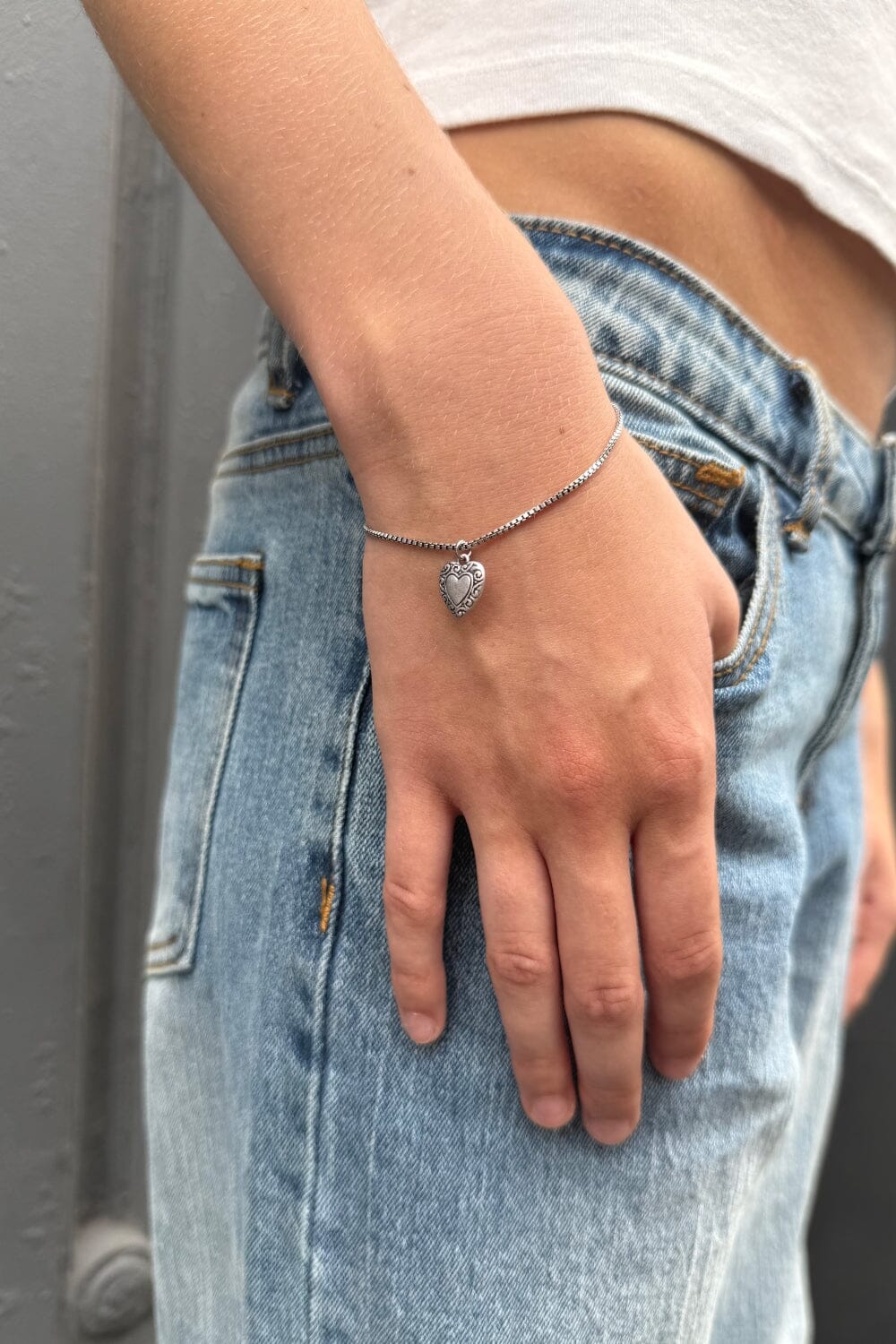 Vintage Heart Bracelet | Silver