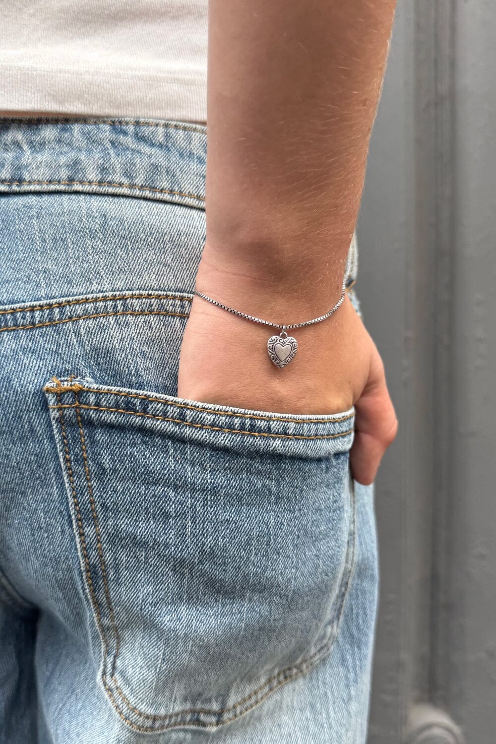 Vintage Heart Bracelet | Silver