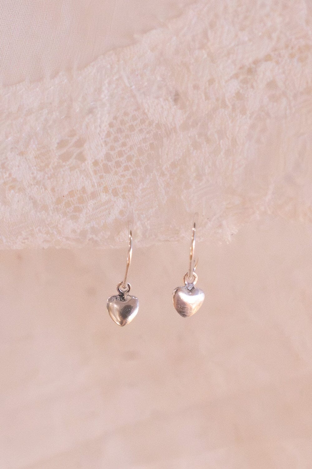 Sterling Silver Heart Charm Earrings | Silver