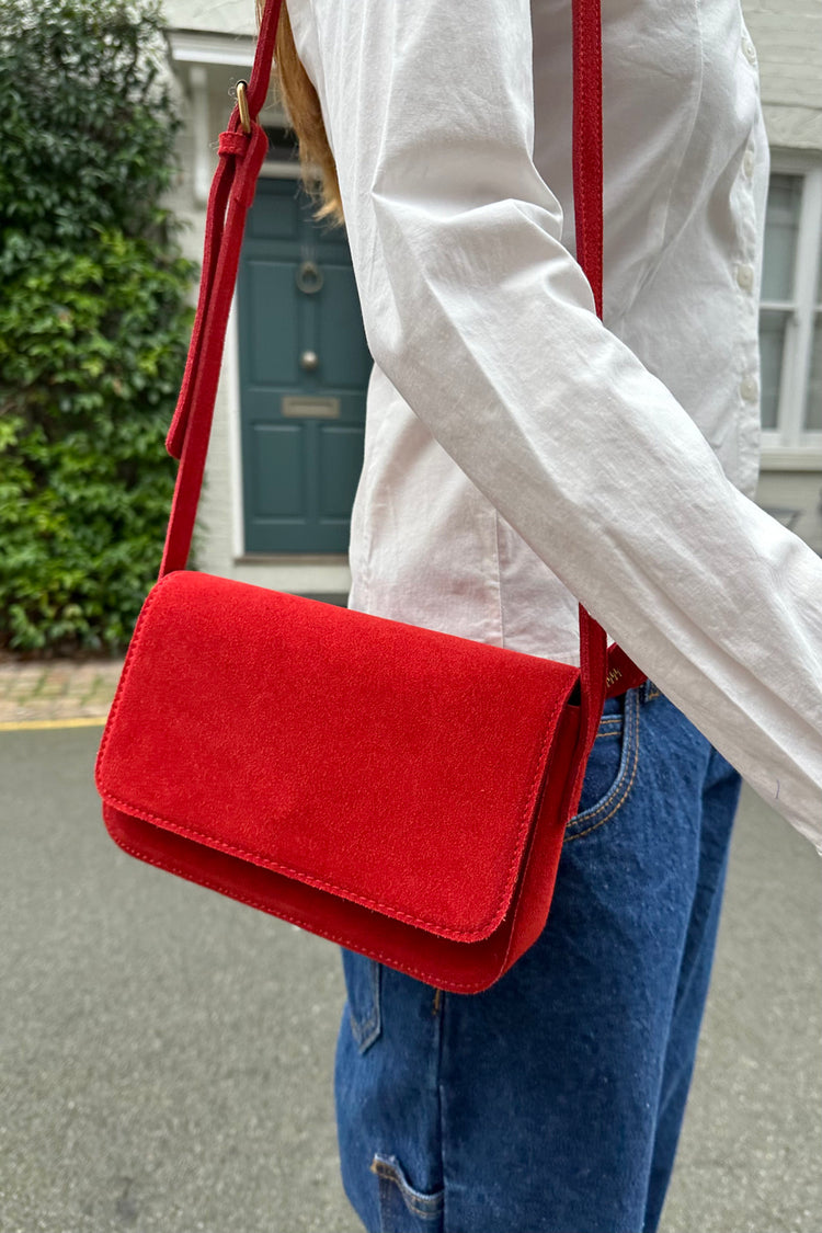 Shoulder Suede Bag | Red