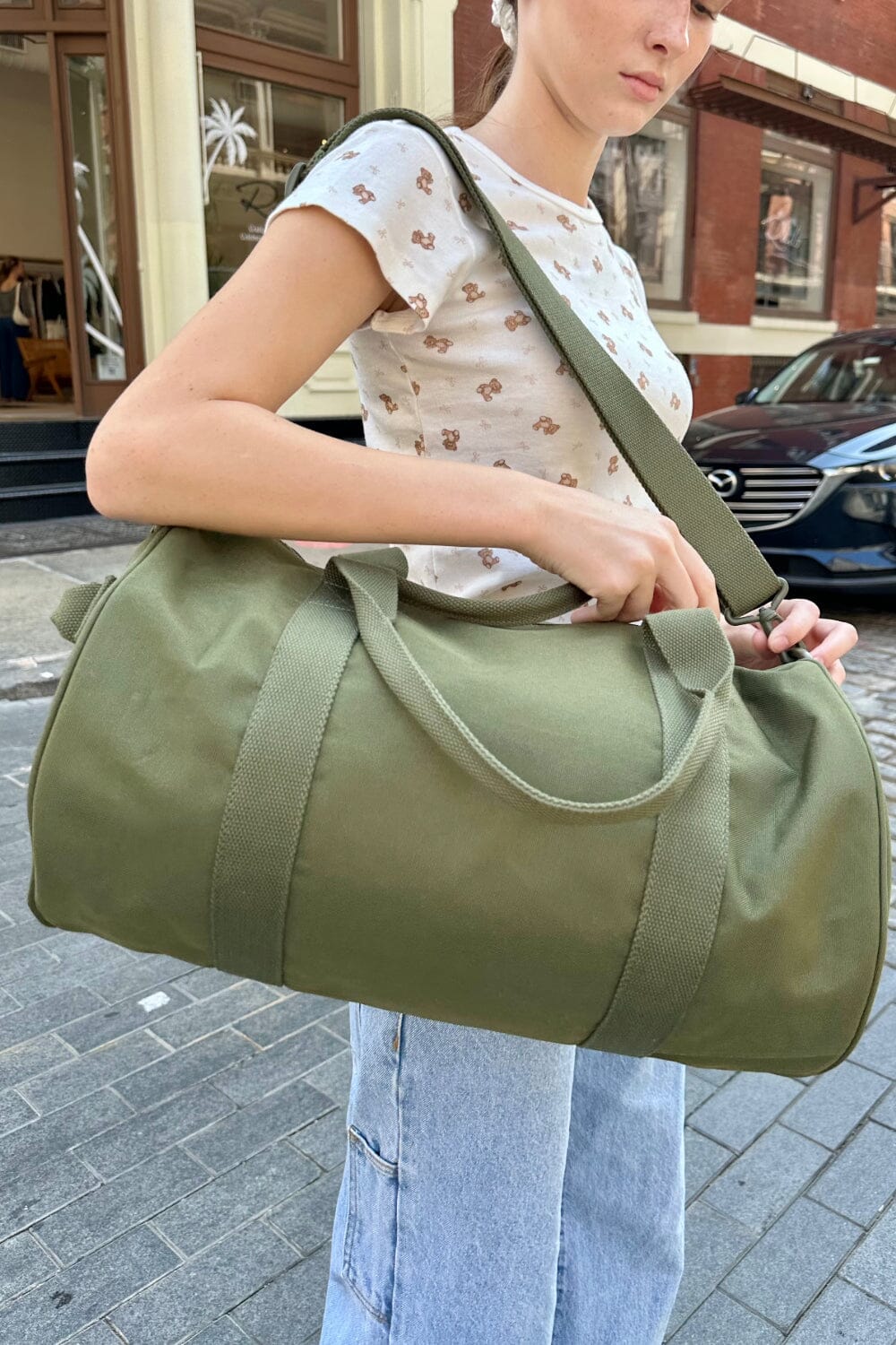 Olive green duffle bag online