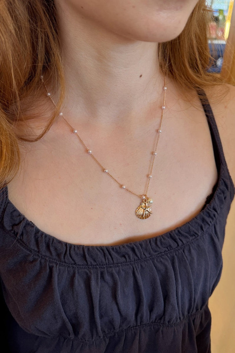 Seashell And Starfish Necklace | Gold