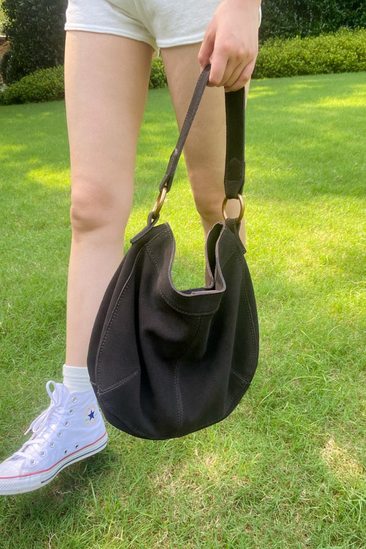 Suede Leather Bag | Dark Brown