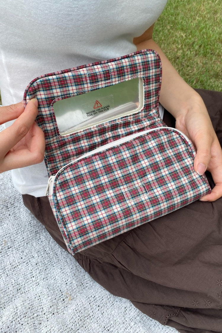 Plaid Makeup Bag | Red White And Dark Green Plaid