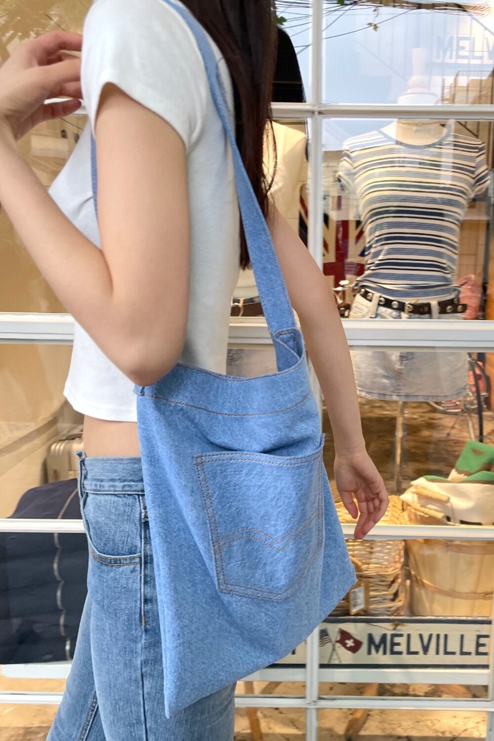 Denim Tote Bag  Brandy Melville Womens Bags & Backpacks - The