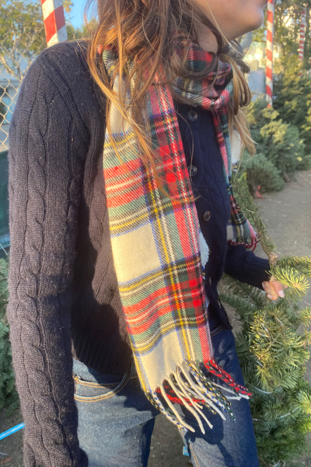 blue plaid shawl