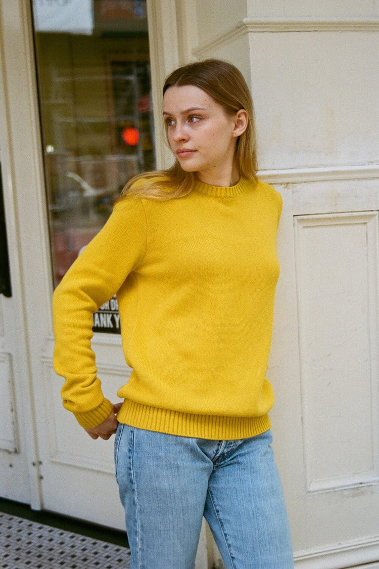 Brianna Cotton Sweater | Mustard Yellow / Regular Fit