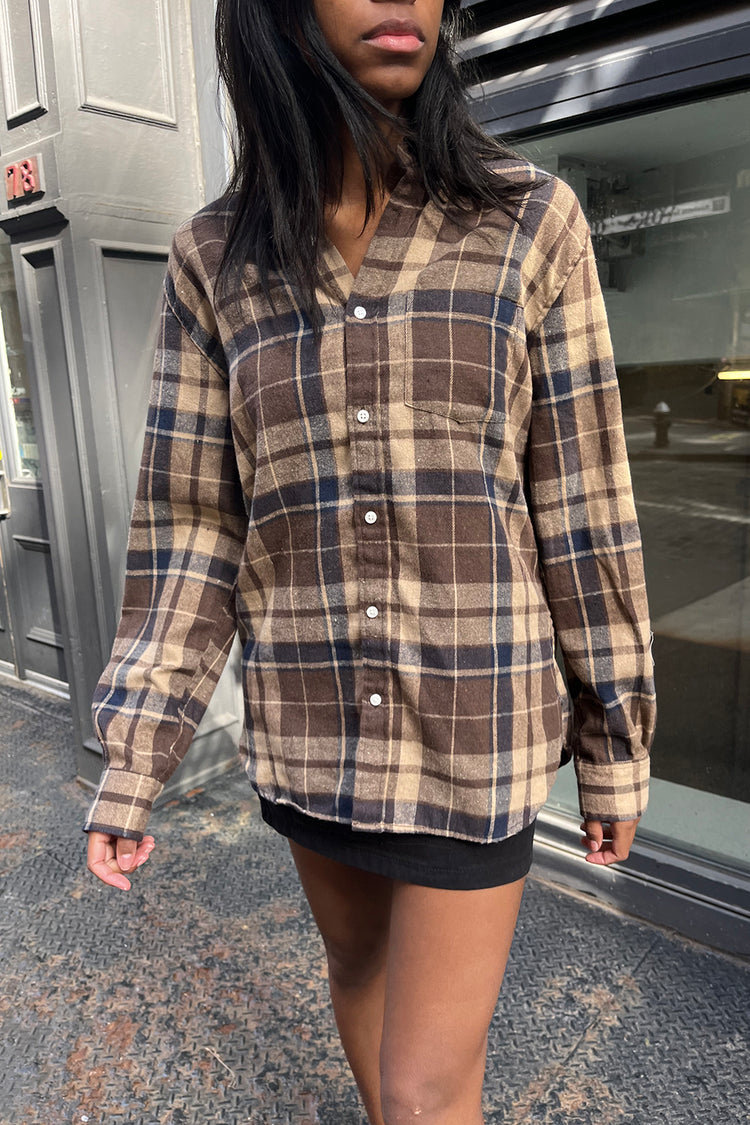 Hazel Flannel Top | Big Brown Navy Plaid / S/M