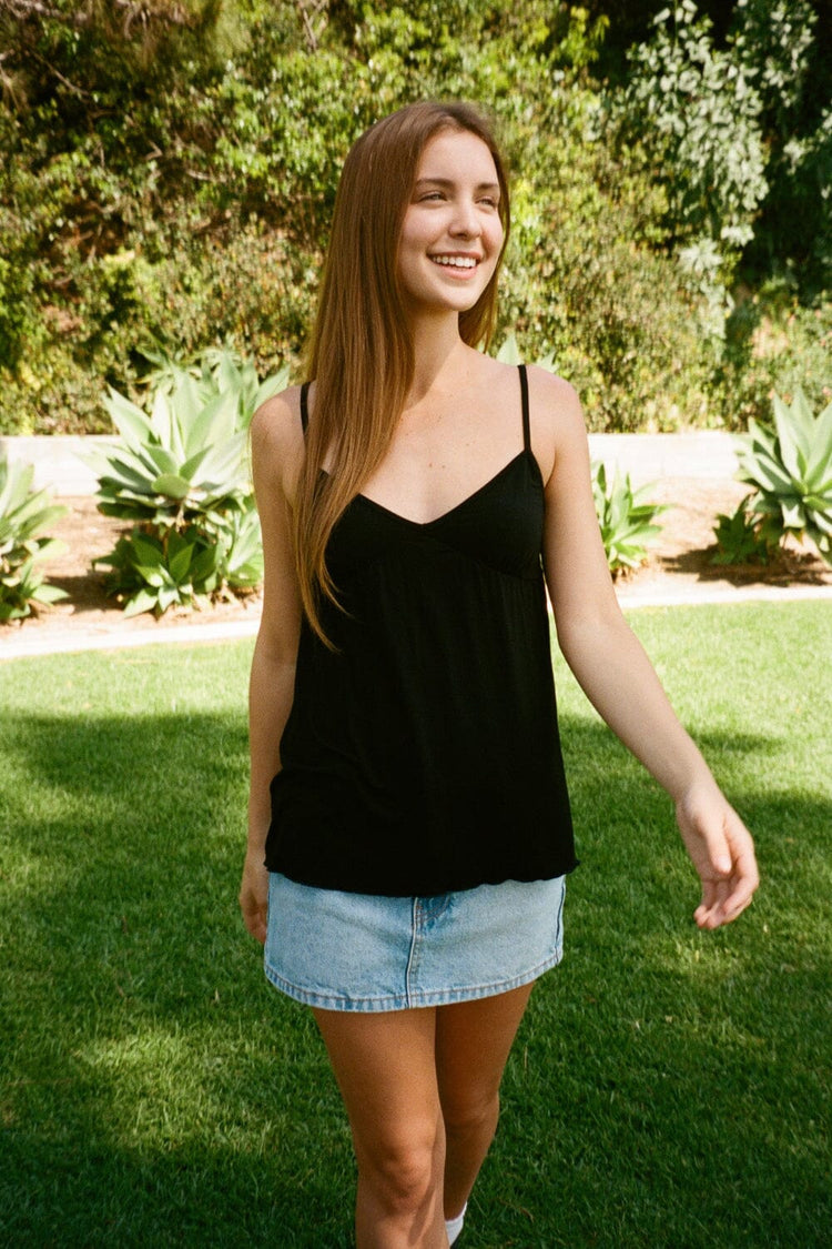 Livy Ruffle Tank | Black / XS/S