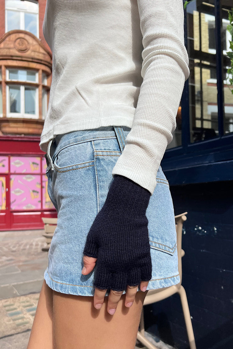 Fingerless Wool Gloves | Navy Blue