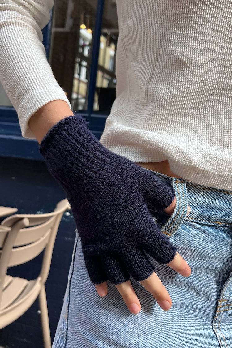 Fingerless Wool Gloves | Navy Blue