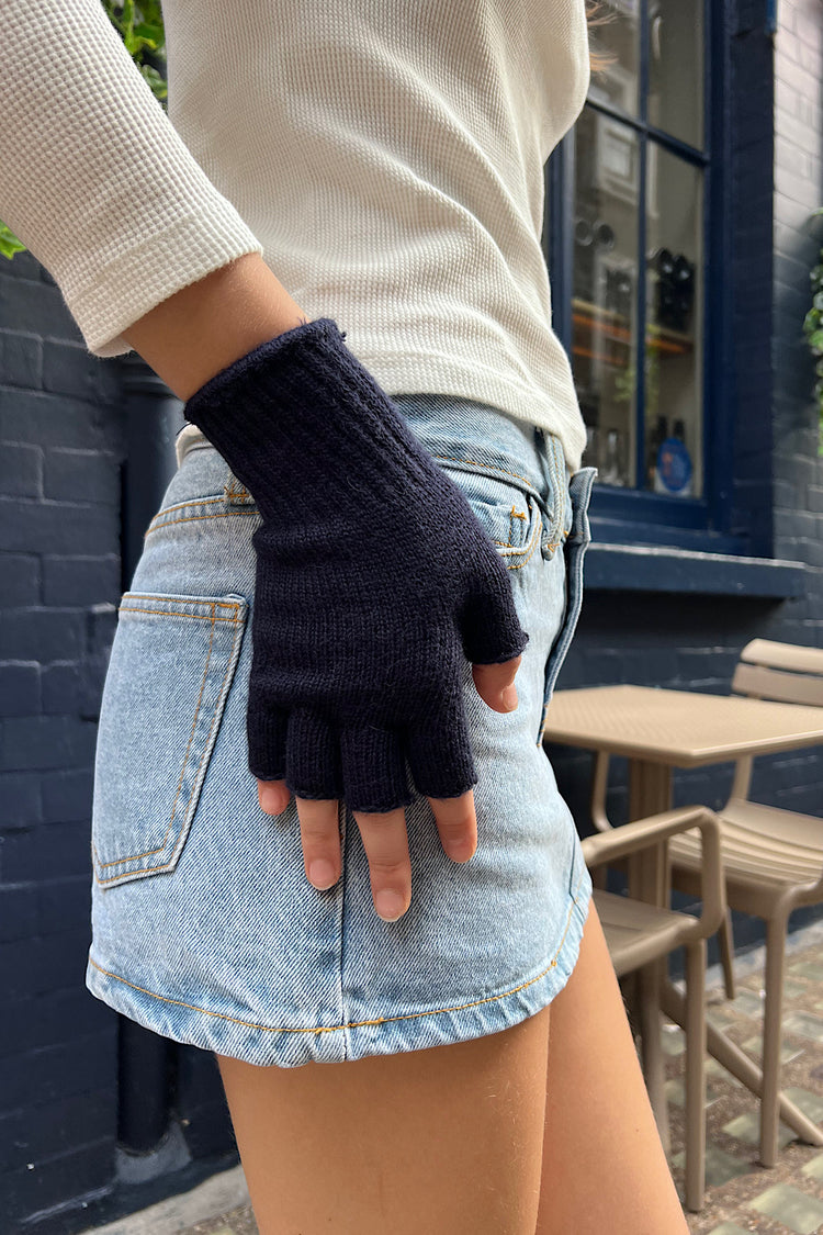 Fingerless Wool Gloves | Navy Blue