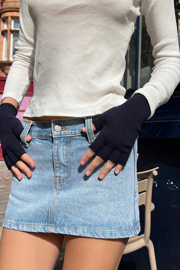 Fingerless Wool Gloves | Navy Blue