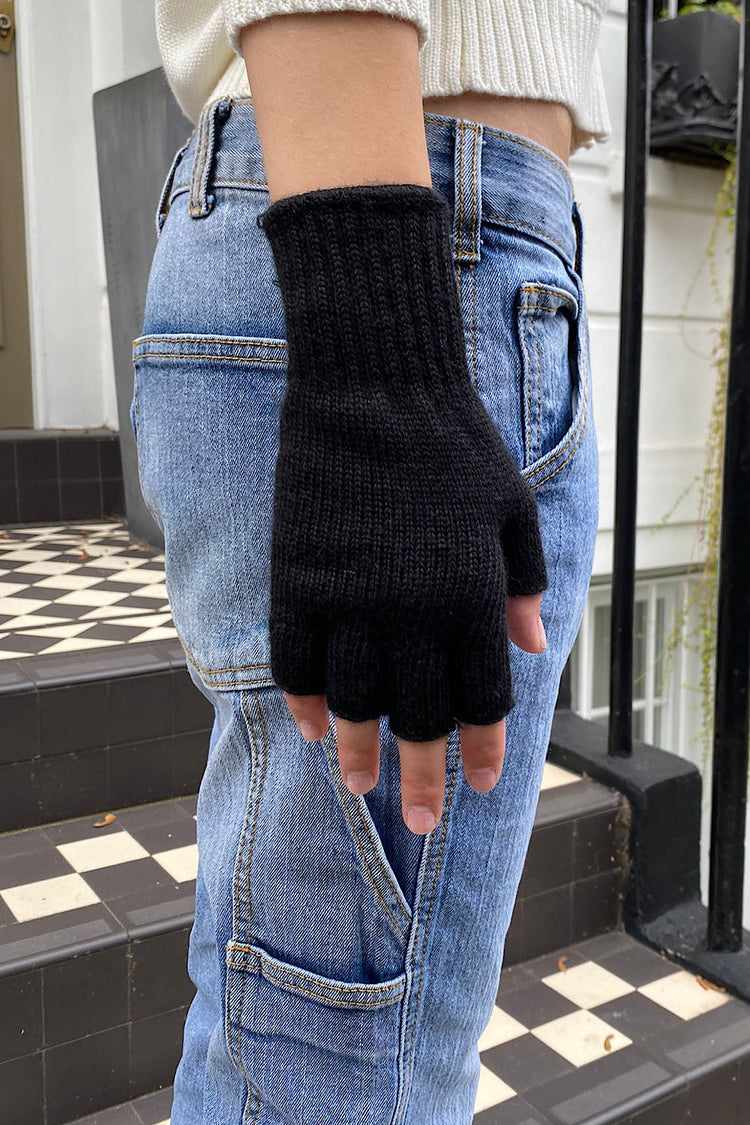 Fingerless Wool Gloves | Black