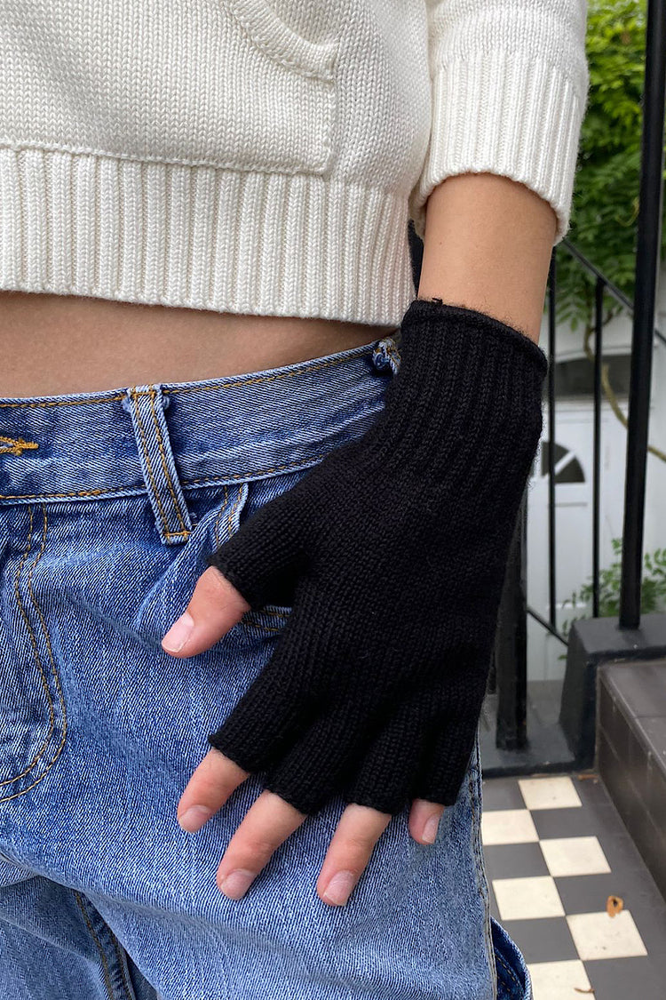 Fingerless Wool Gloves | Black