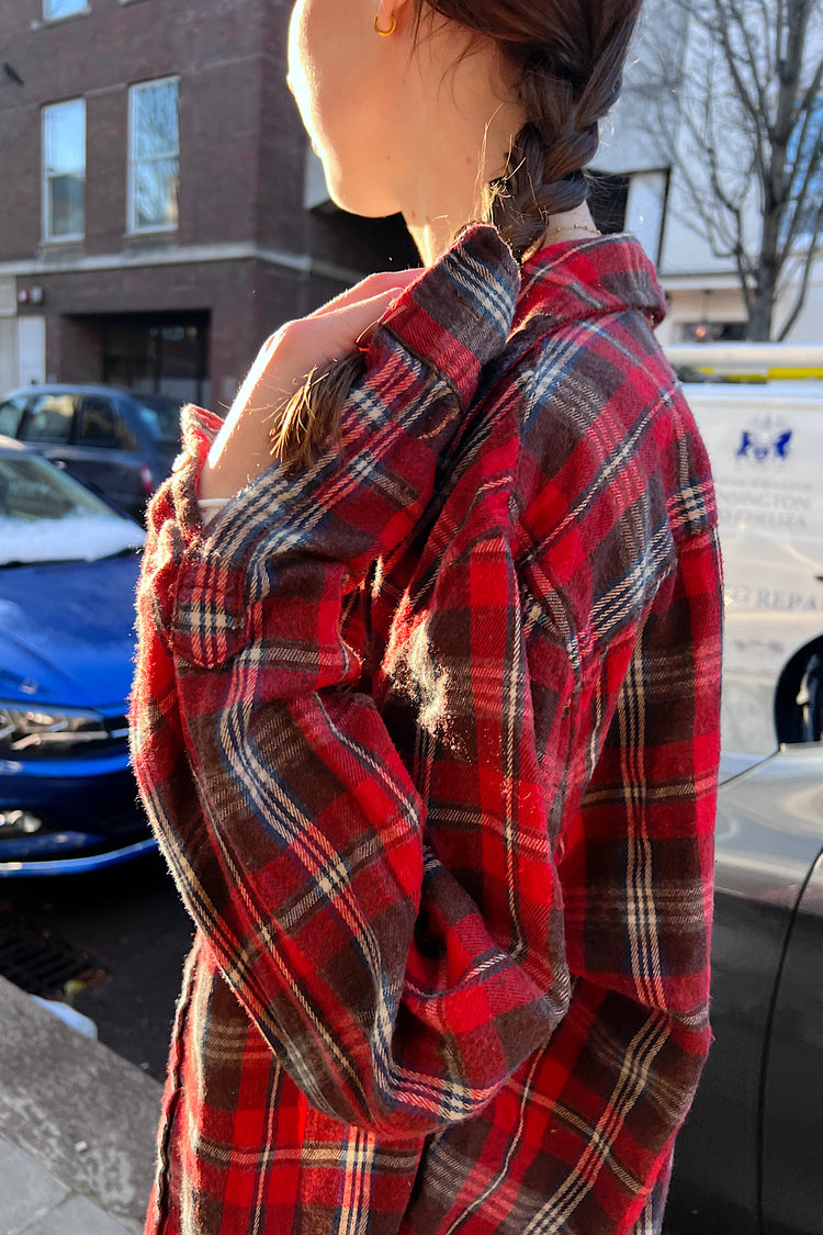 Hazel Flannel Top | Red White Blue and Brown Plain / S/M
