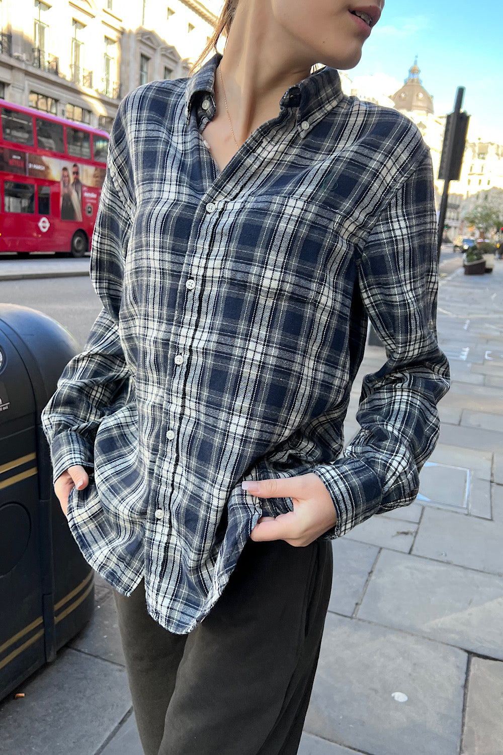 Navy Blue and White Plaid / S/M