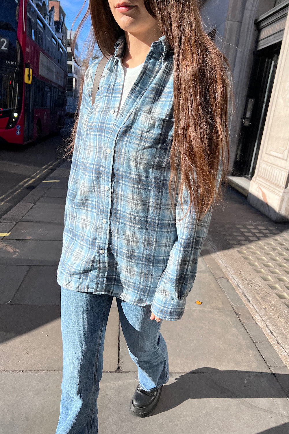 Sky Blue With Gold Black Plaid / S/M