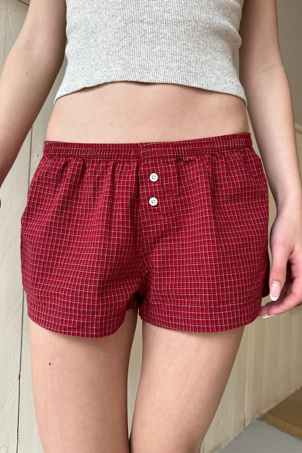 Red With White And Black Plaid / XS/S