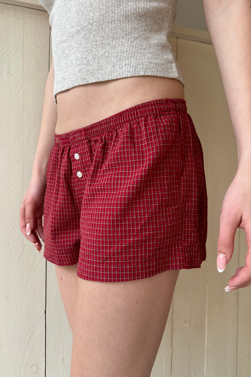 Red With White And Black Plaid / XS/S