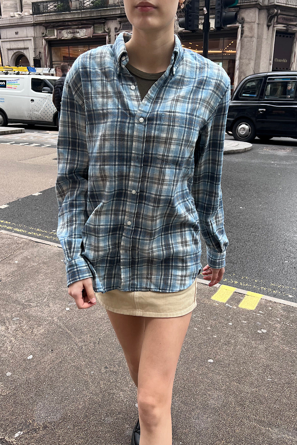 Faded Navy Light Blue Plaid / S/M