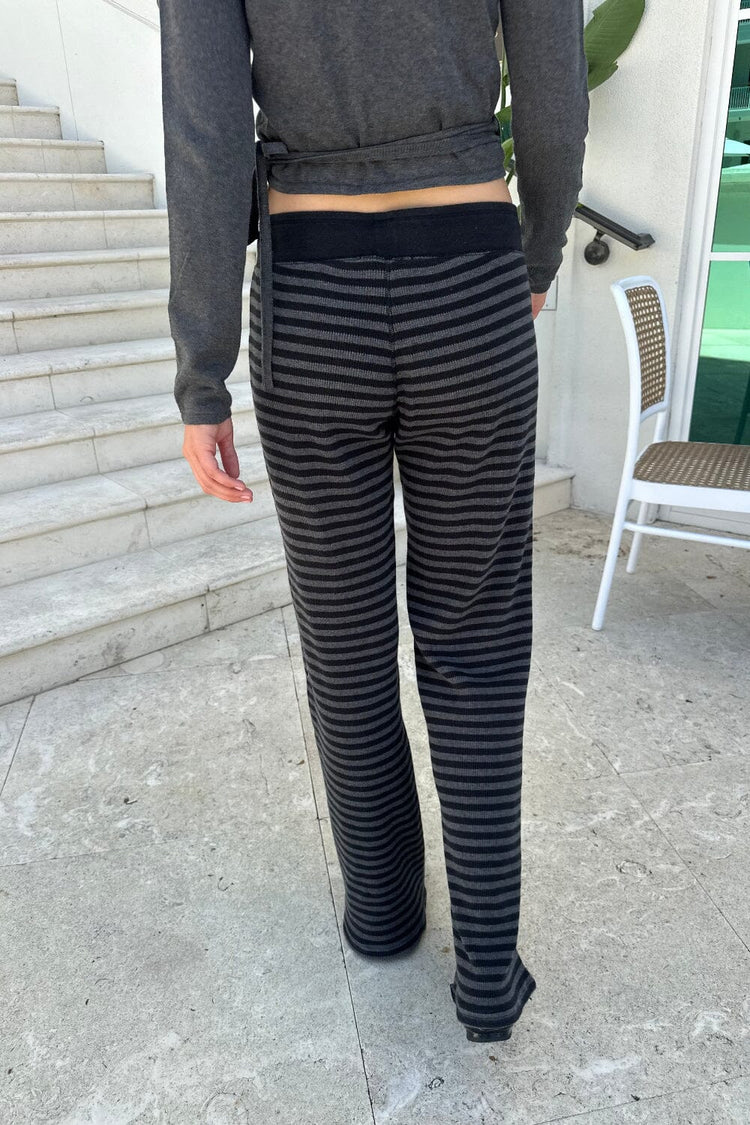 Hilary Striped Pants | Black And Charcoal Stripes / XS/S