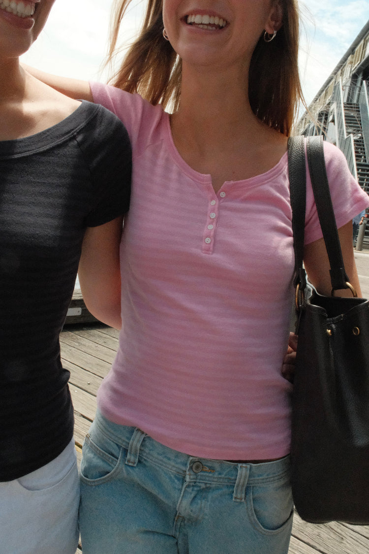 Amanda Top | Bubblegum Pink Stripes / XS/S