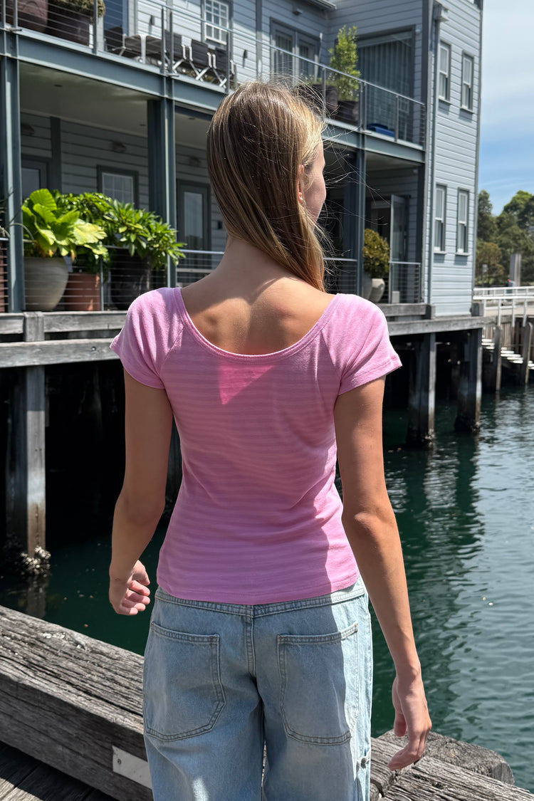 Amanda Top | Bubblegum Pink Stripes / XS/S