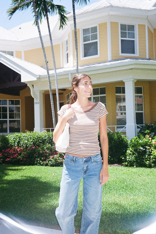 Ivory Brown Thick Stripes / XS/S