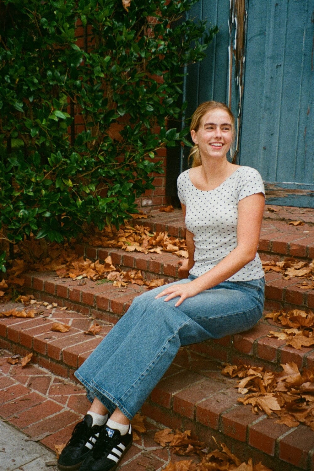 Ginny Polka Dot Top | Heather Grey With Black Polka Dots / XS/S
