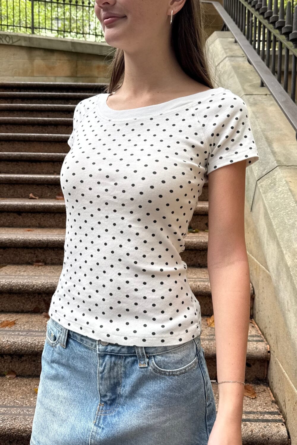 Ginny Polka Dot Top | White Black Polka Dots / XS/S