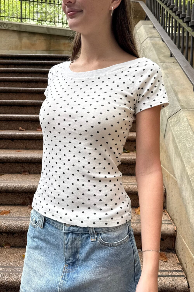 Ginny Polka Dot Top | White Black Polka Dots / XS/S