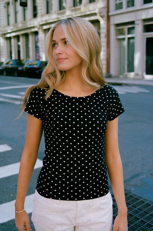Navy With White Polka Dots / XS/S