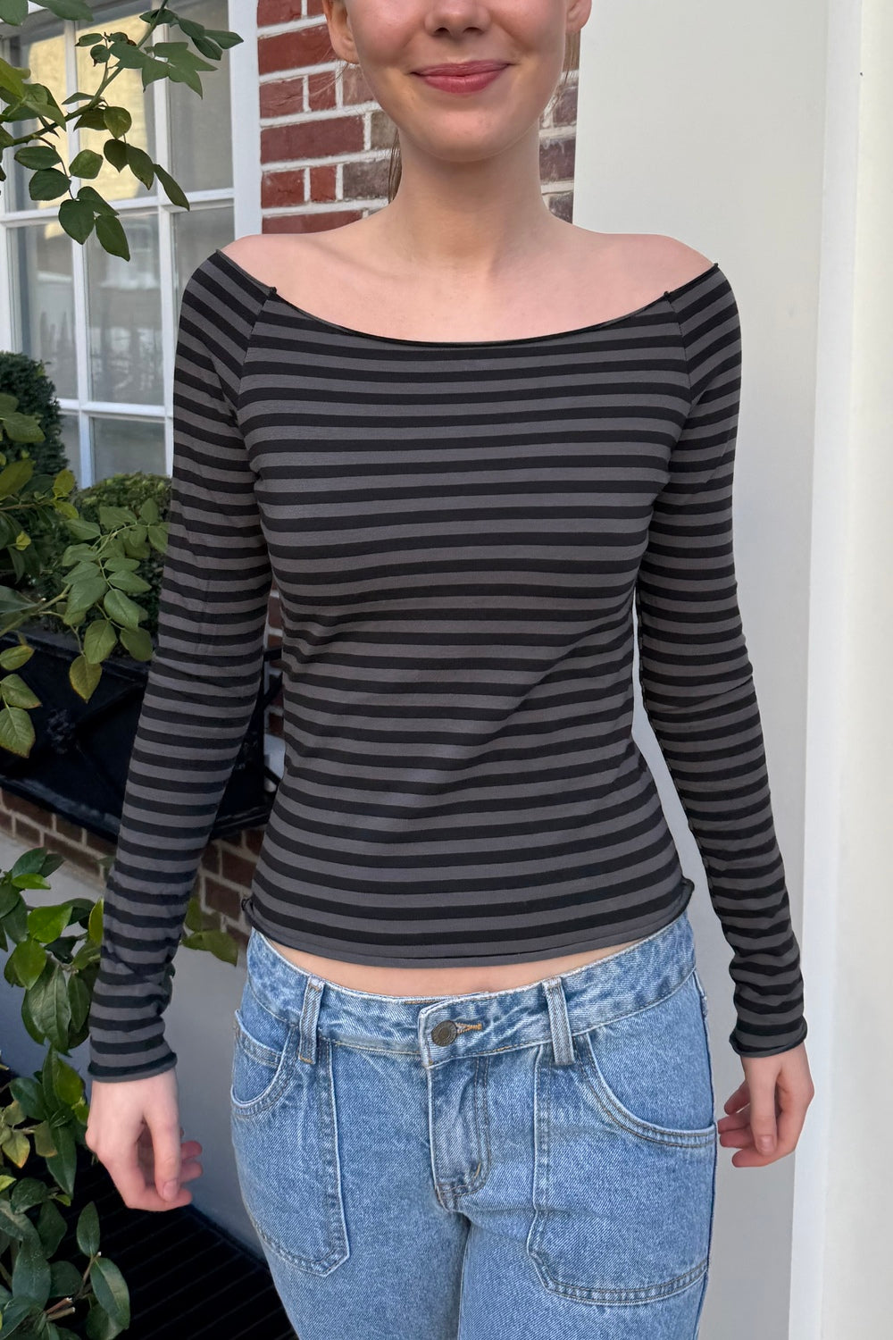 Bonnie Striped Top | Black And Charcoal Stripes / XS/S