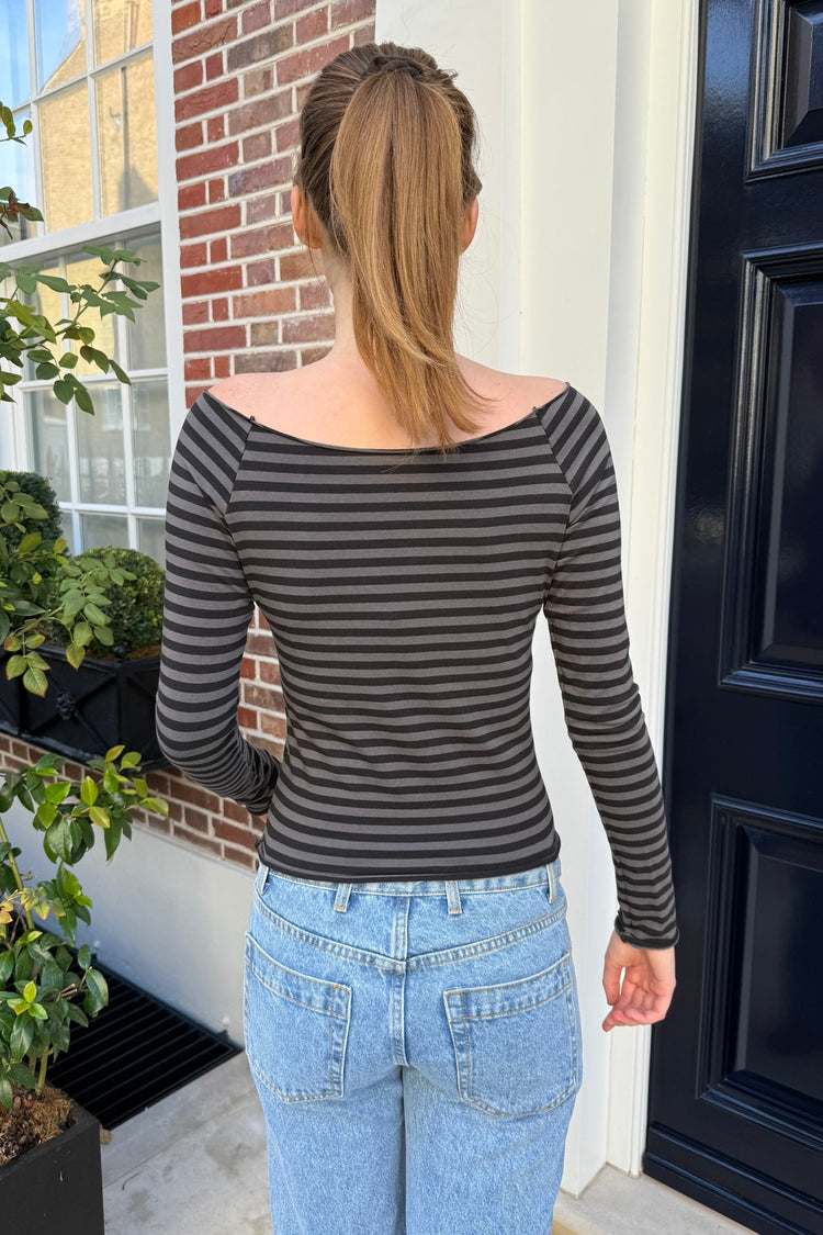 Bonnie Striped Top | Black And Charcoal Stripes / XS/S