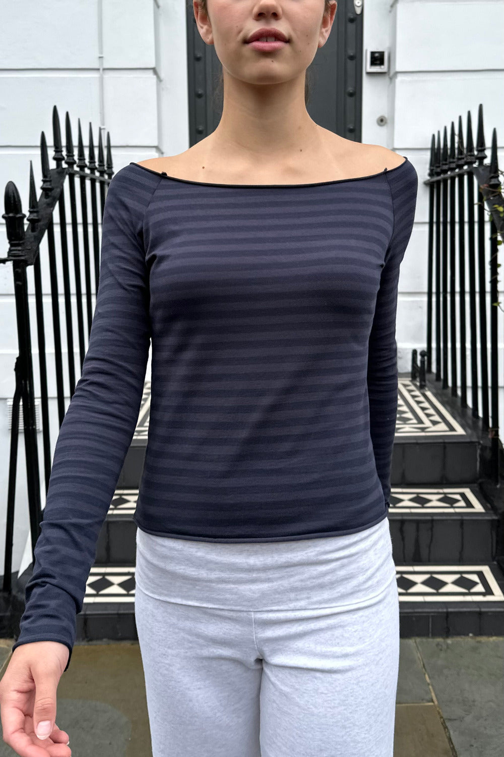 Bonnie Striped Top | Navy Blue And Black Stripes / XS/S