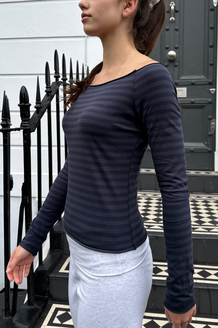 Bonnie Striped Top | Navy Blue And Black Stripes / XS/S