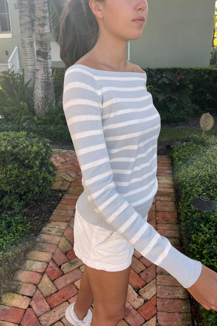 Bonnie Knit Top | Light Blue Cream Stripes / Regular Fit