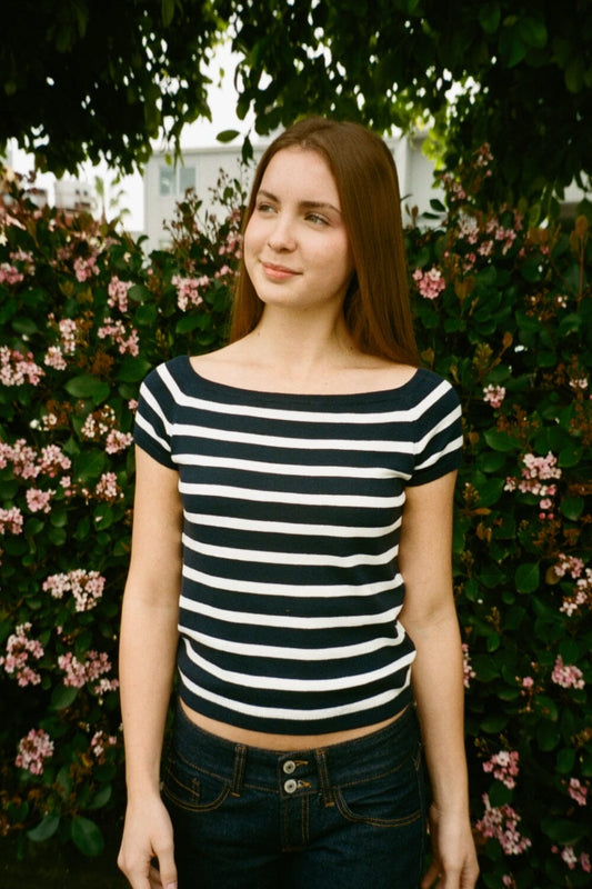 Coral Striped Top