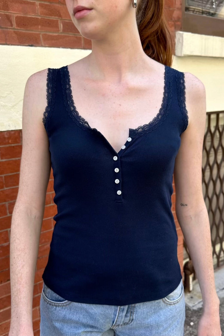 Celia Lace Tank | Blue Navy / Long Fit