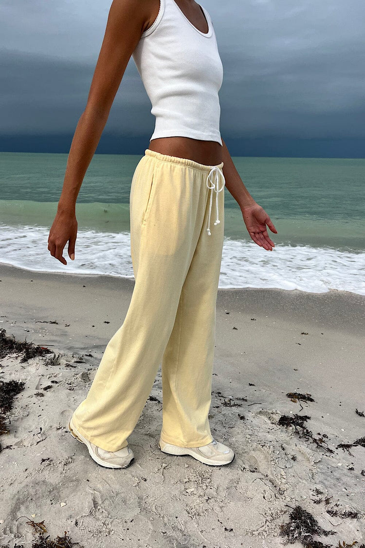 Autumn Tie Sweatpants | Pastel Yellow / S