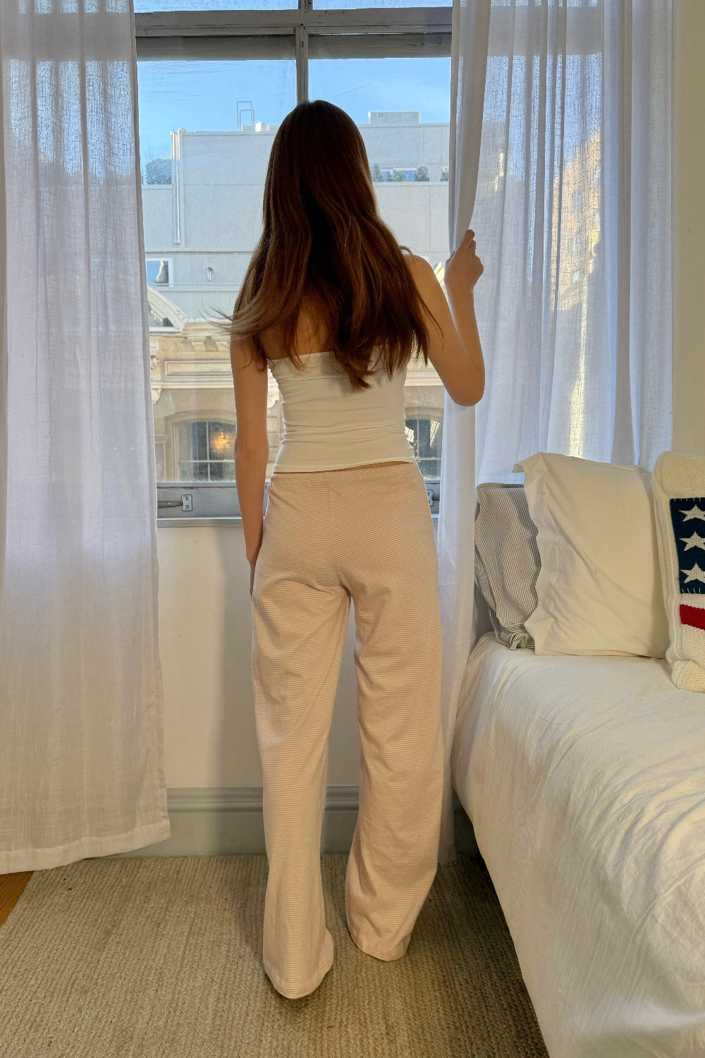 Anastasia Stripes Pants | Light Pink White Stripes / XS/S