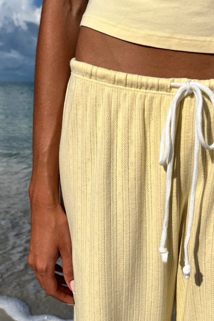 Anastasia Eyelet Sweatpants | Pastel Yellow / XS/S
