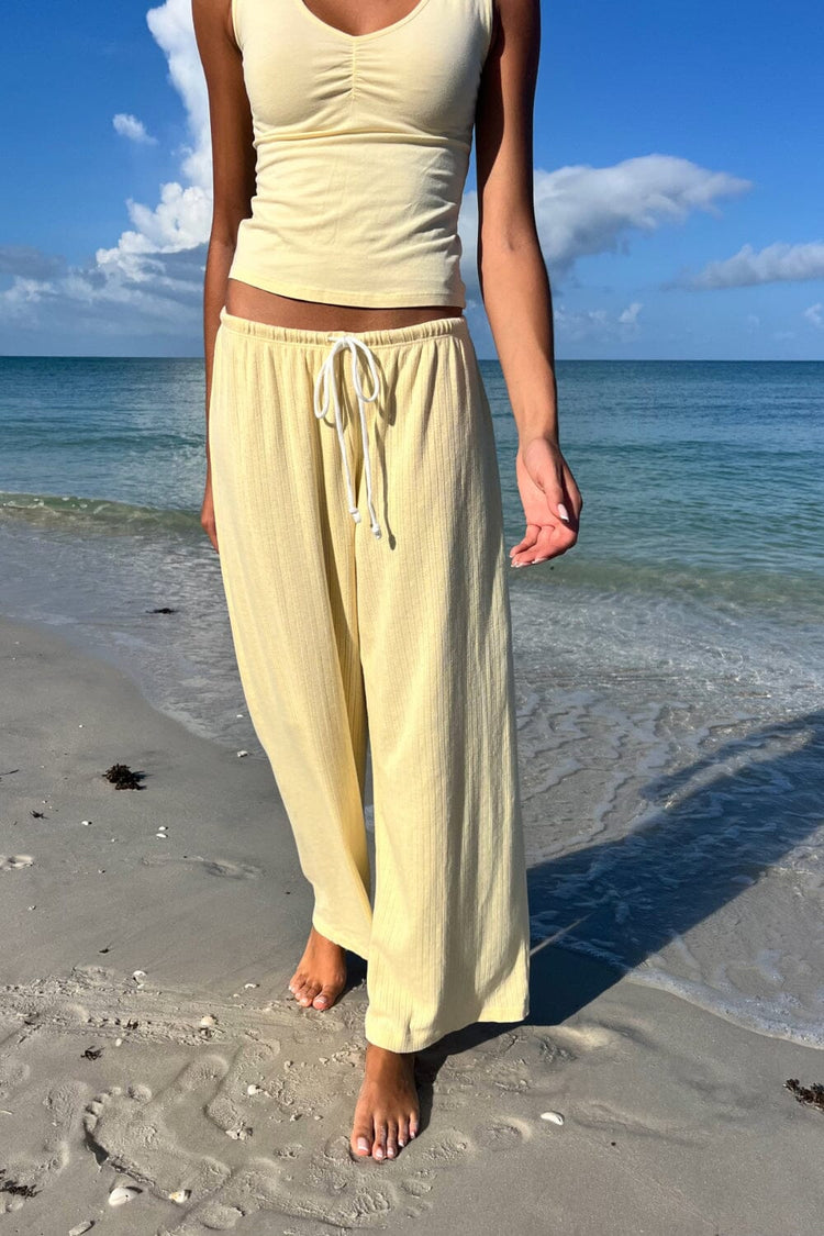 Anastasia Eyelet Sweatpants | Pastel Yellow / XS/S