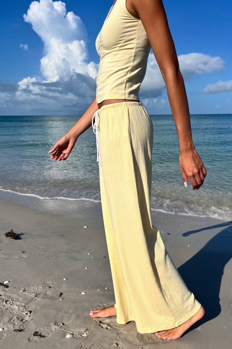 Anastasia Eyelet Sweatpants | Pastel Yellow / XS/S
