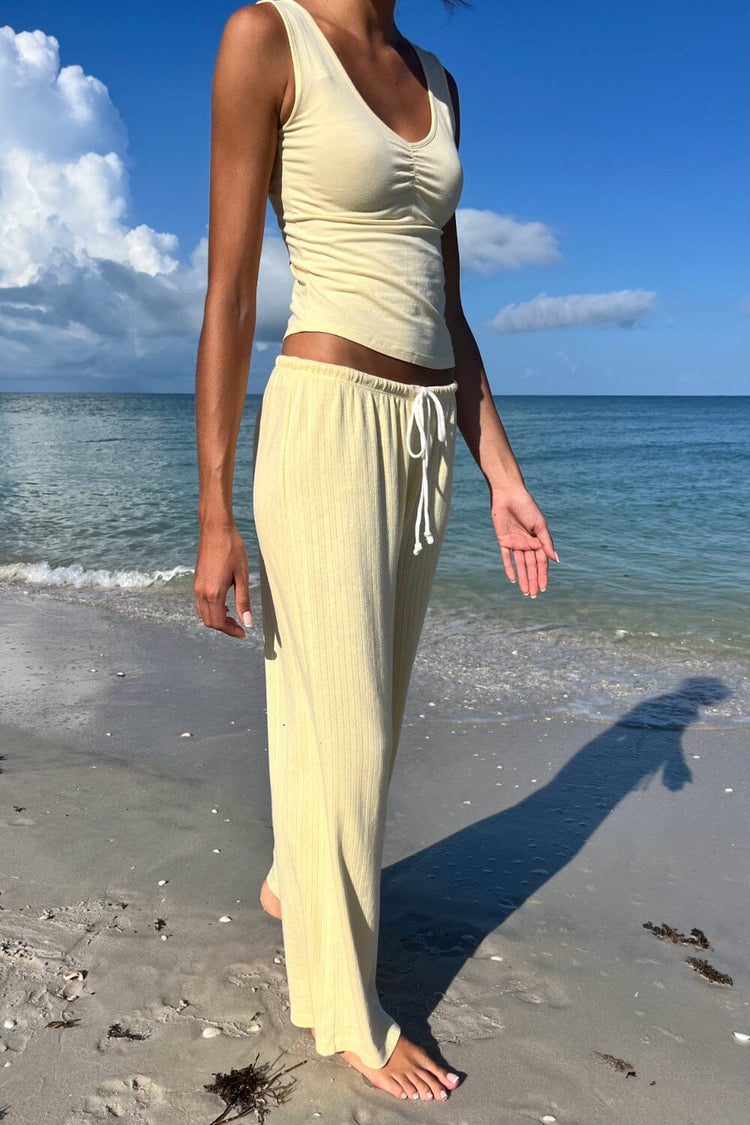 Anastasia Eyelet Sweatpants | Pastel Yellow / XS/S