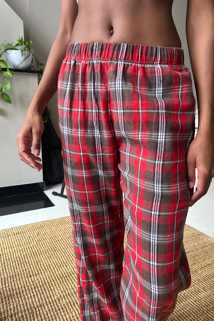 Catherine Pants | White Red Brown Plaid / S/M